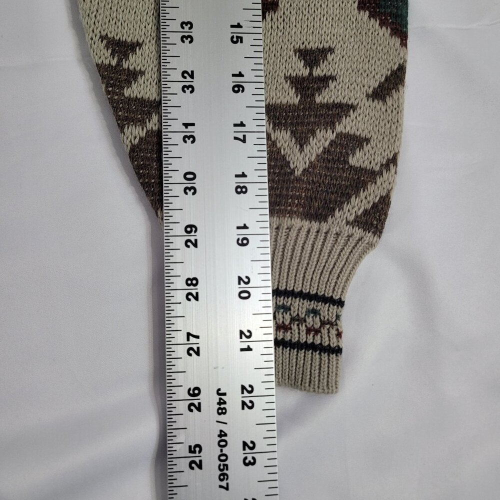 VTG The Italian Sweater Co Men's Brown Geometric Knit Crewneck Sweater Size L - Picture 7 of 9